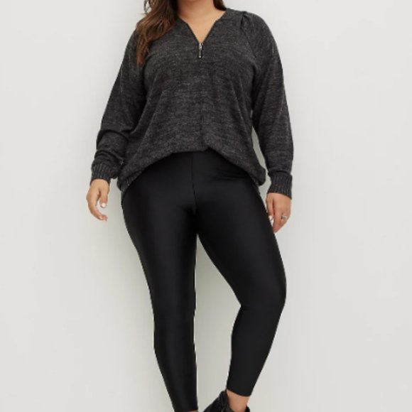 Torrid Platinum Liquid Black Mid Rise Nylon Stretch Ankle Leggings Plus Size 3X - Picture 2 of 11